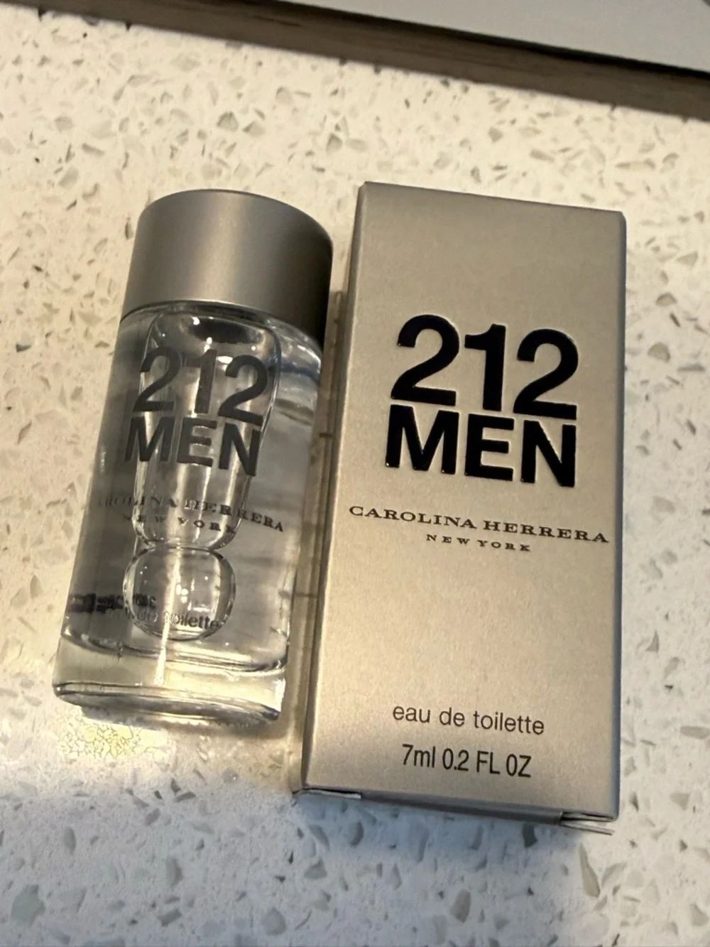NEW 7ml Carolina Herrera 212 Men Travel Spray - Silver Bottle & Box